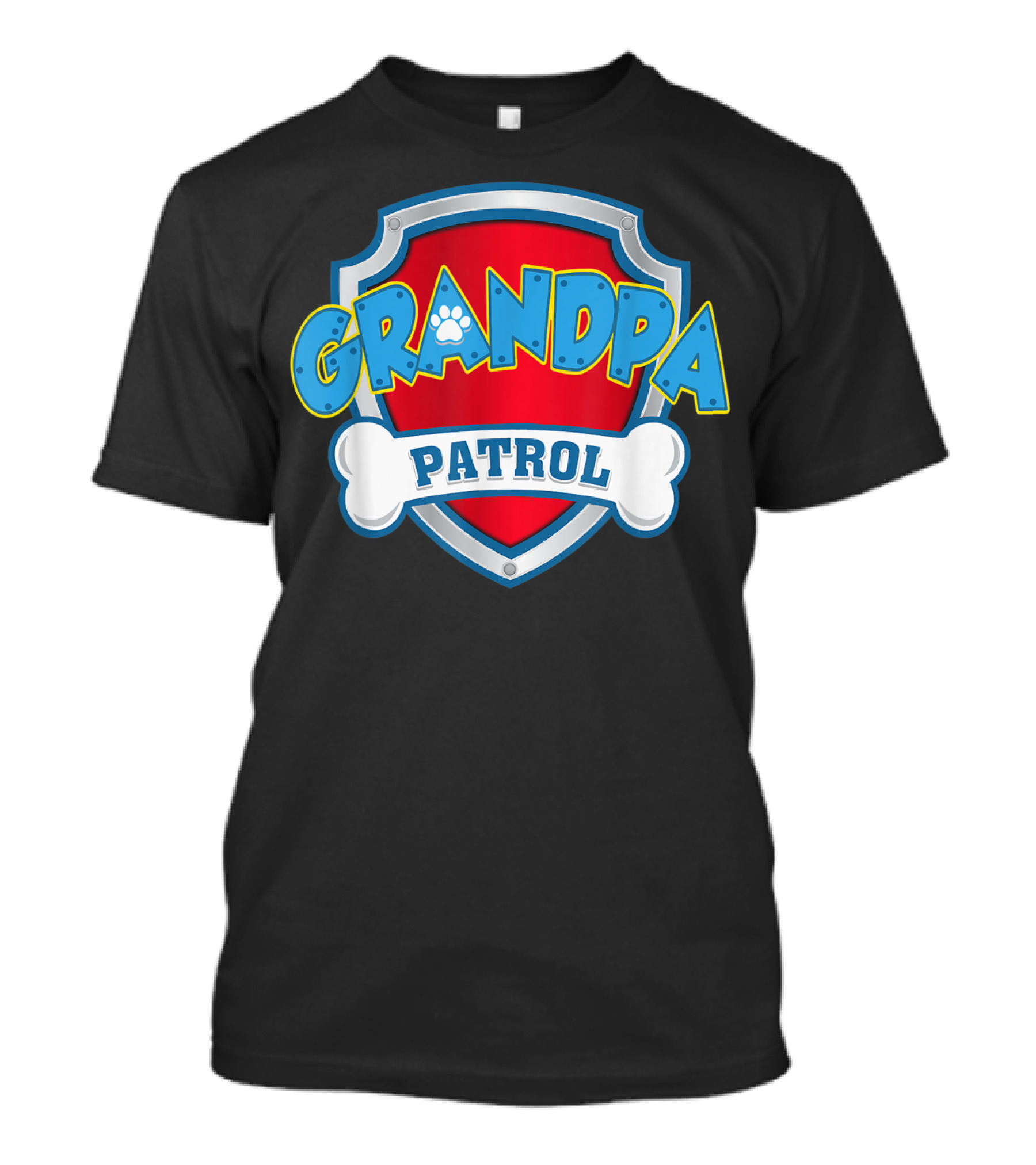 Grandpa Patrol Shield With Paw T-Shirt