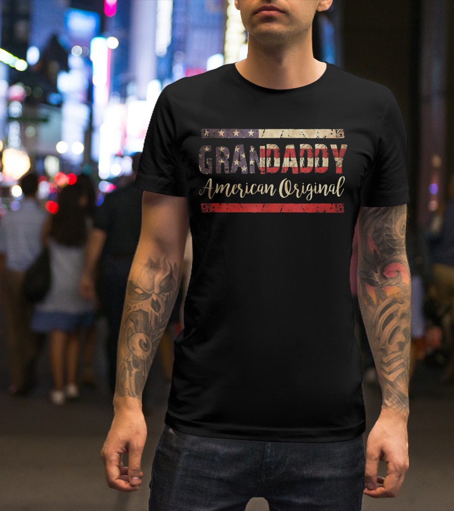 Grandaddy American Original Flag Stars And Stripes Mens T-Shirt