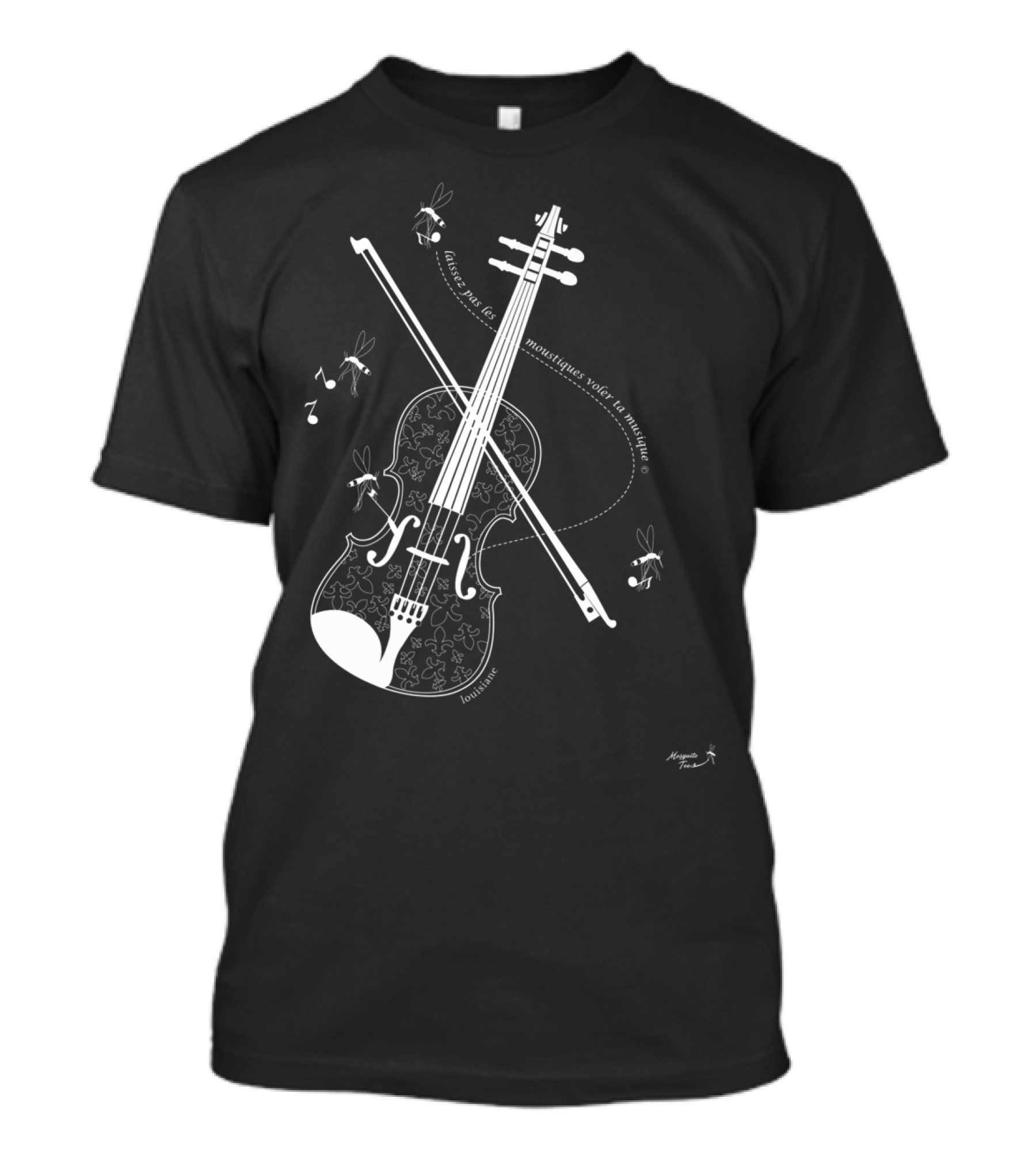 Mosquito Violin Fleur-de-lis Louisiana Musical Notes T-Shirt
