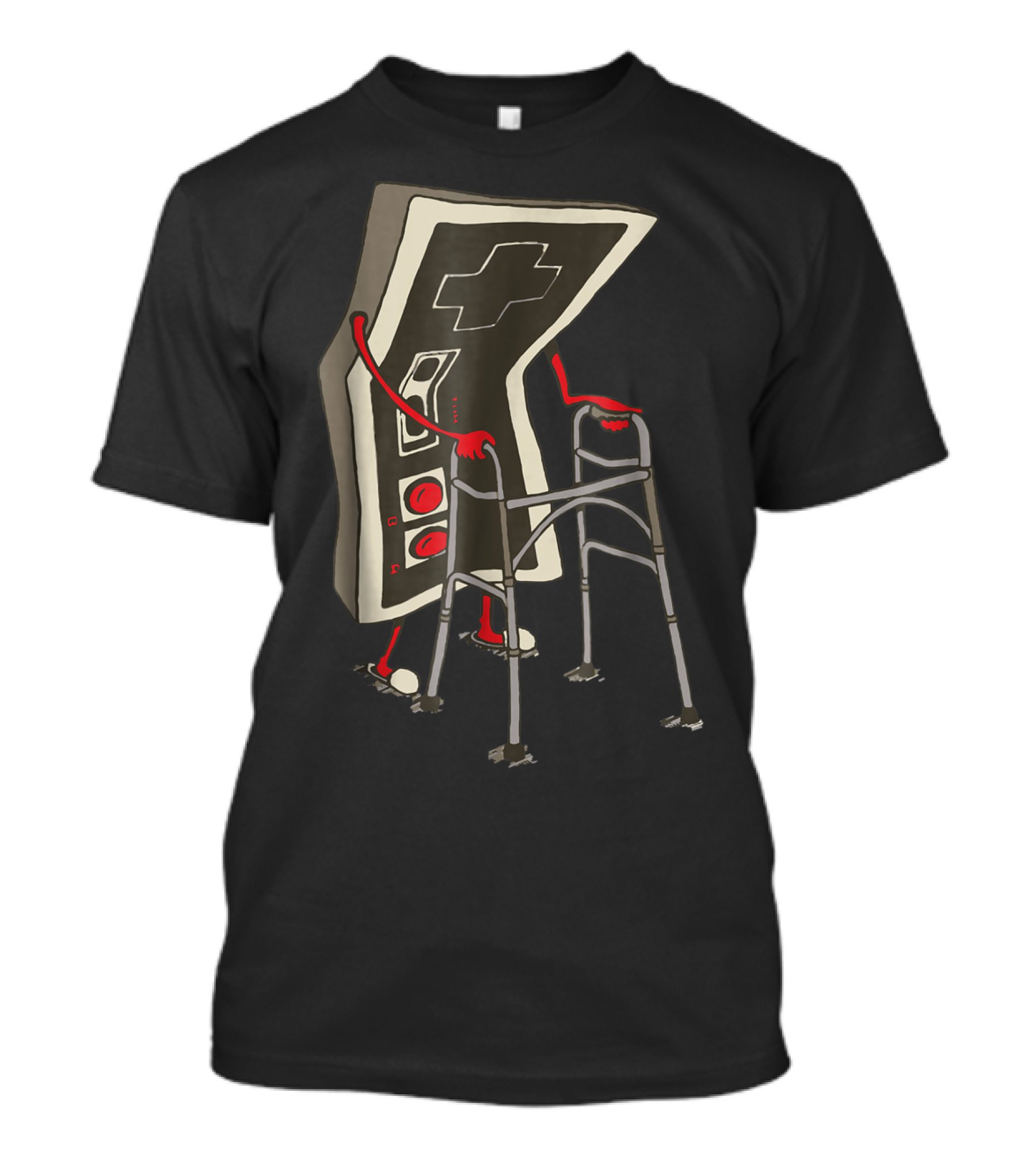 Old Gamer Video Game Controller With Walker T-Shirt