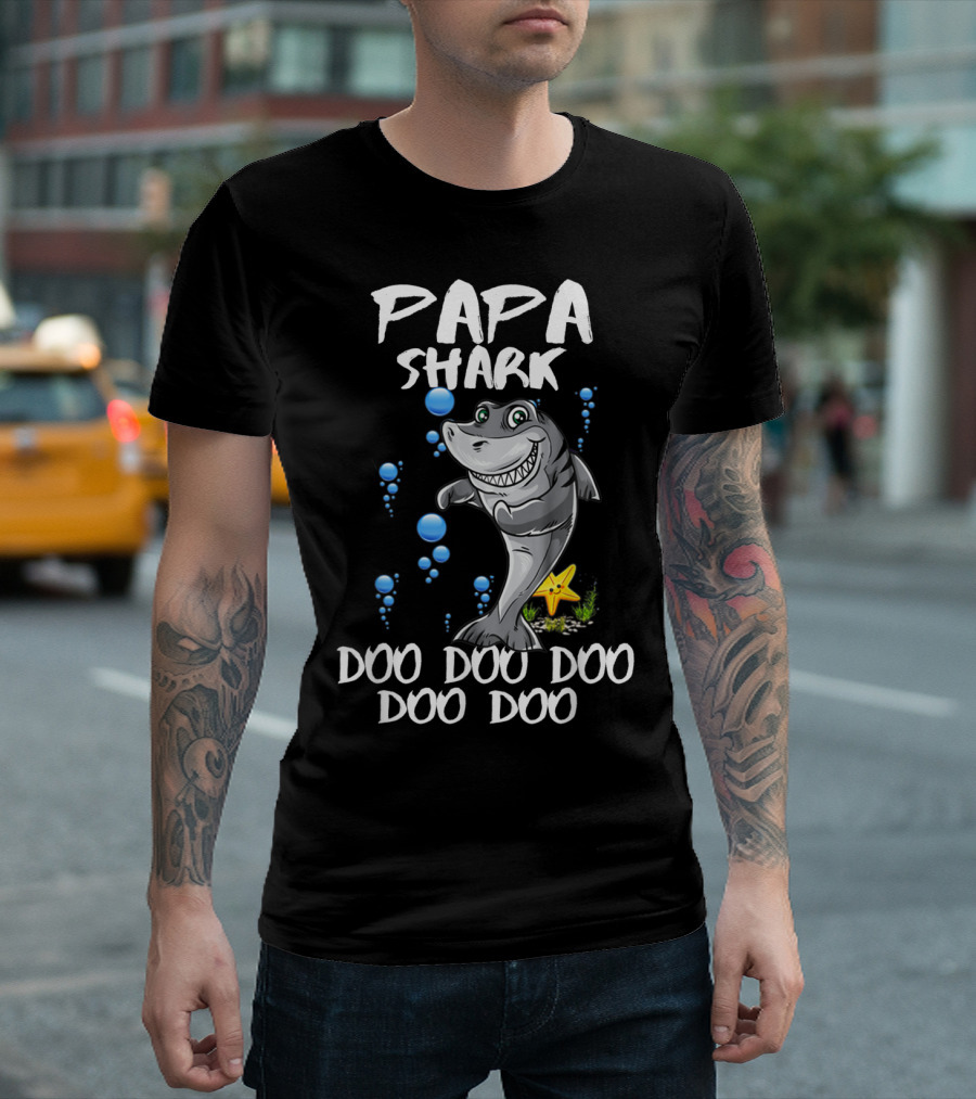 Papa Shark Doo Doo Doo Doo Funny Kids Video Papa T-Shirt