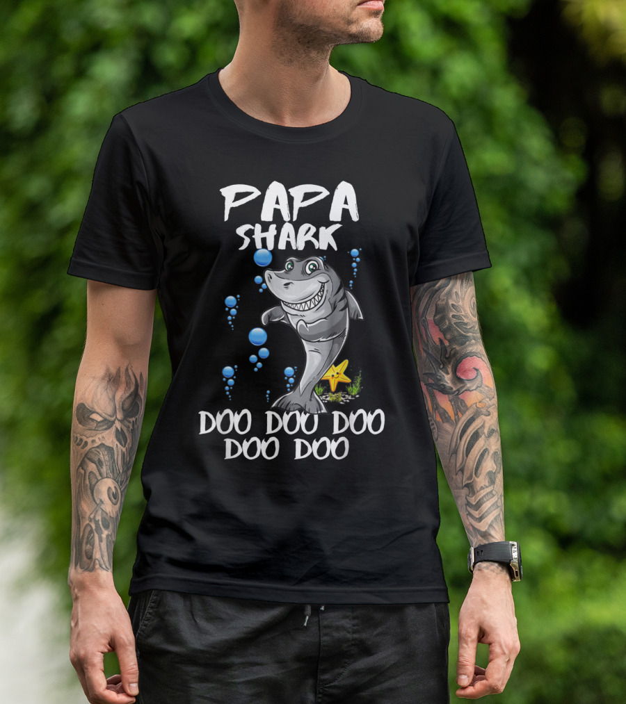 Papa Shark Doo Doo Doo Doo Funny Kids Video Papa T-Shirt