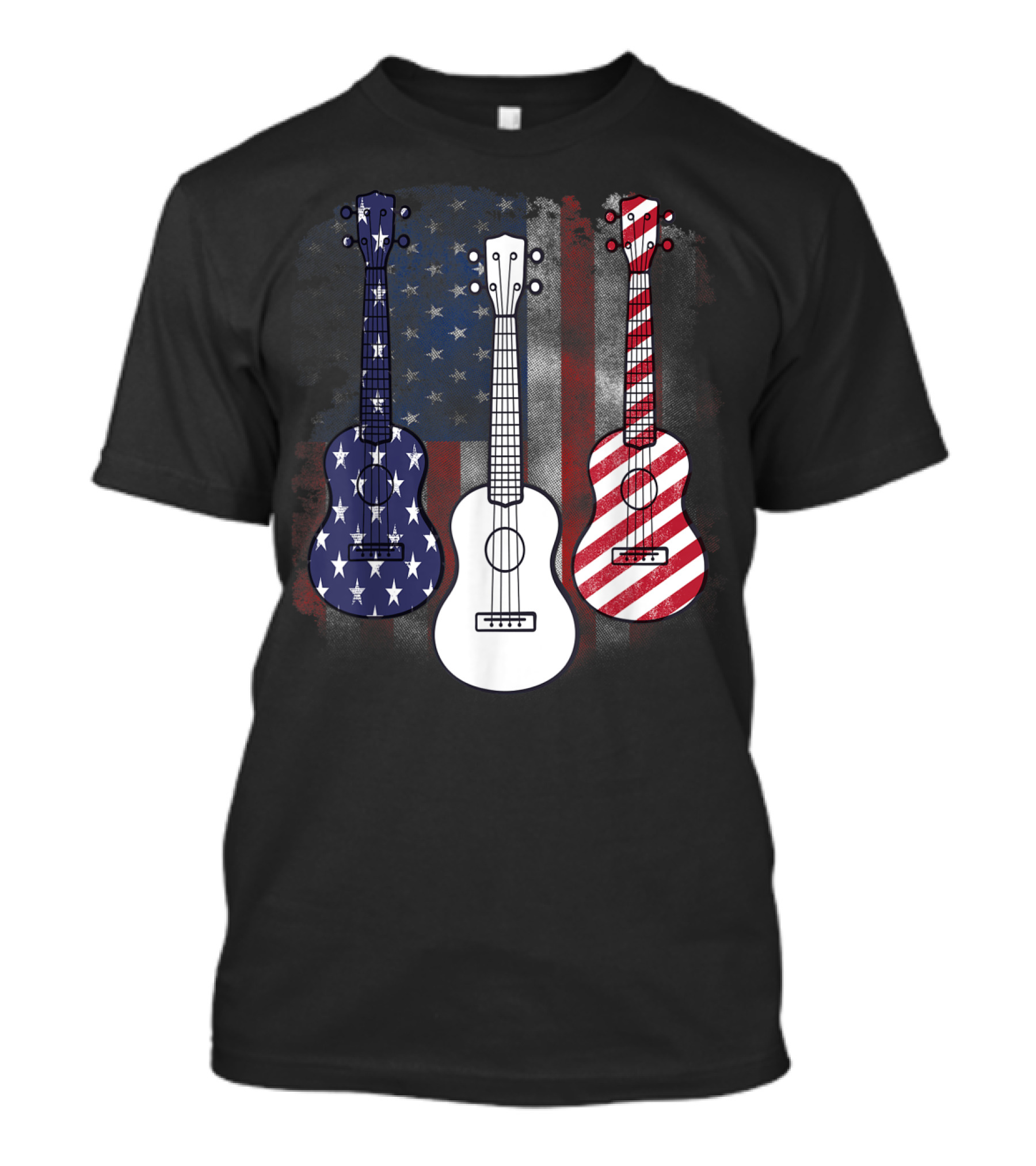Patriotic Red White Blue American Flag Guitars 4th Of July T-Shirt