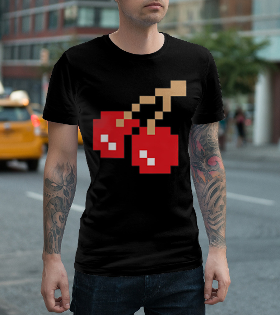 Pixel Cherry Retro Arcade Video Game T-Shirt