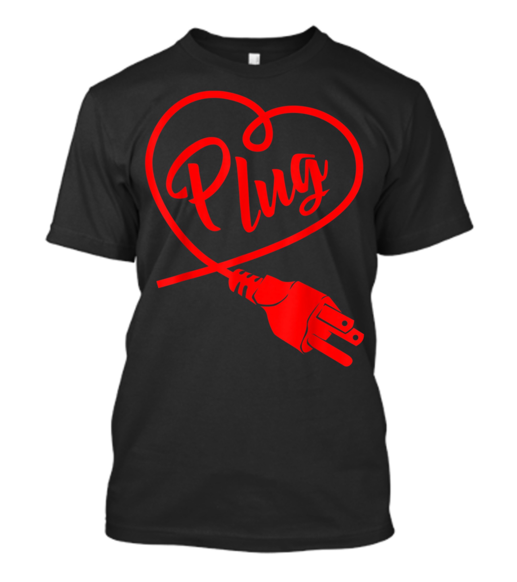 Plug Love Heart Cool Match Couplet Video Gamer T-Shirt