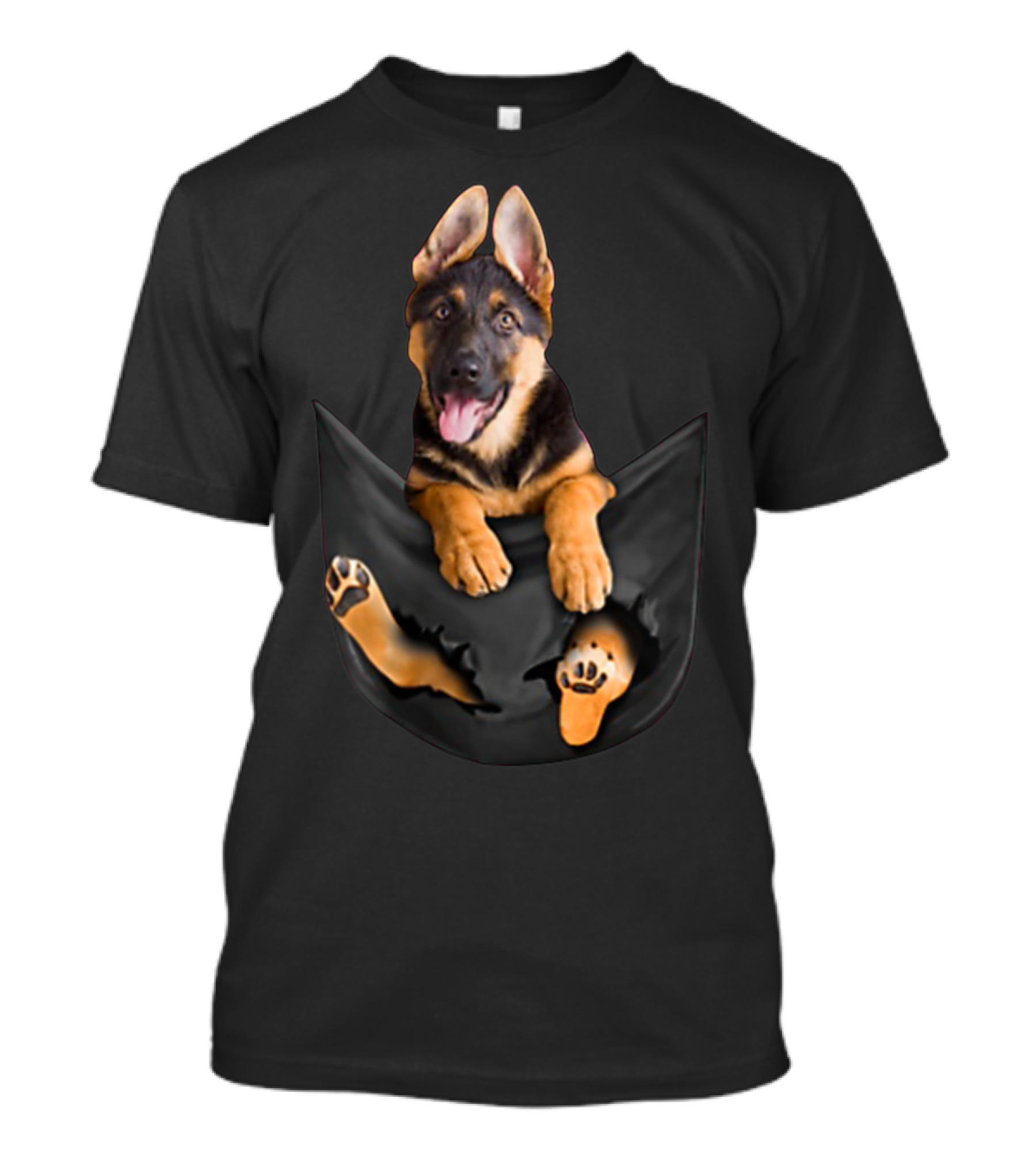 Pocket German Shepherd Puppy Cute Black Pawprint Fun T-Shirt