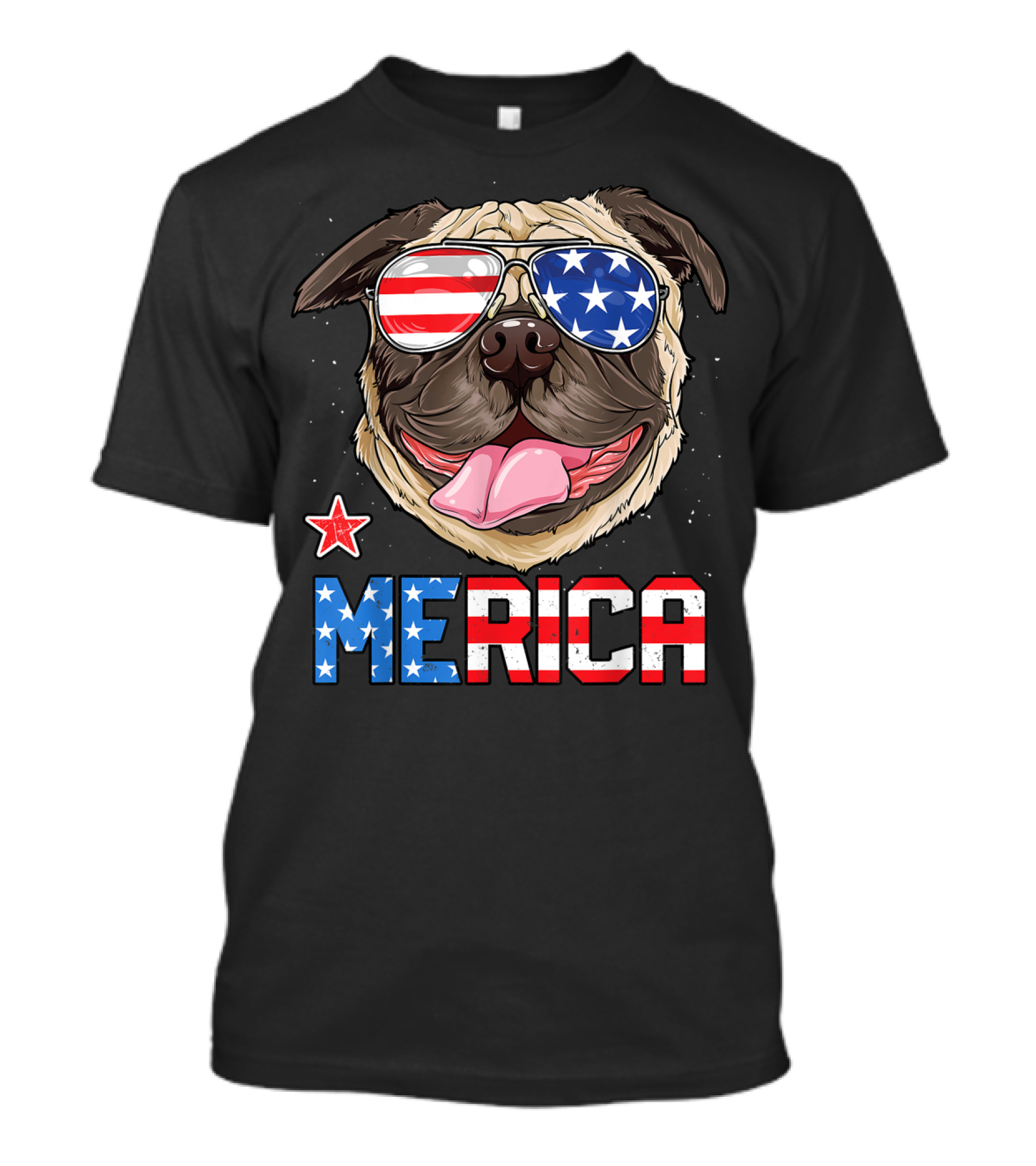 Pug Merica 4th Of July Patriotic Dog With Sunglasses T-Shirt