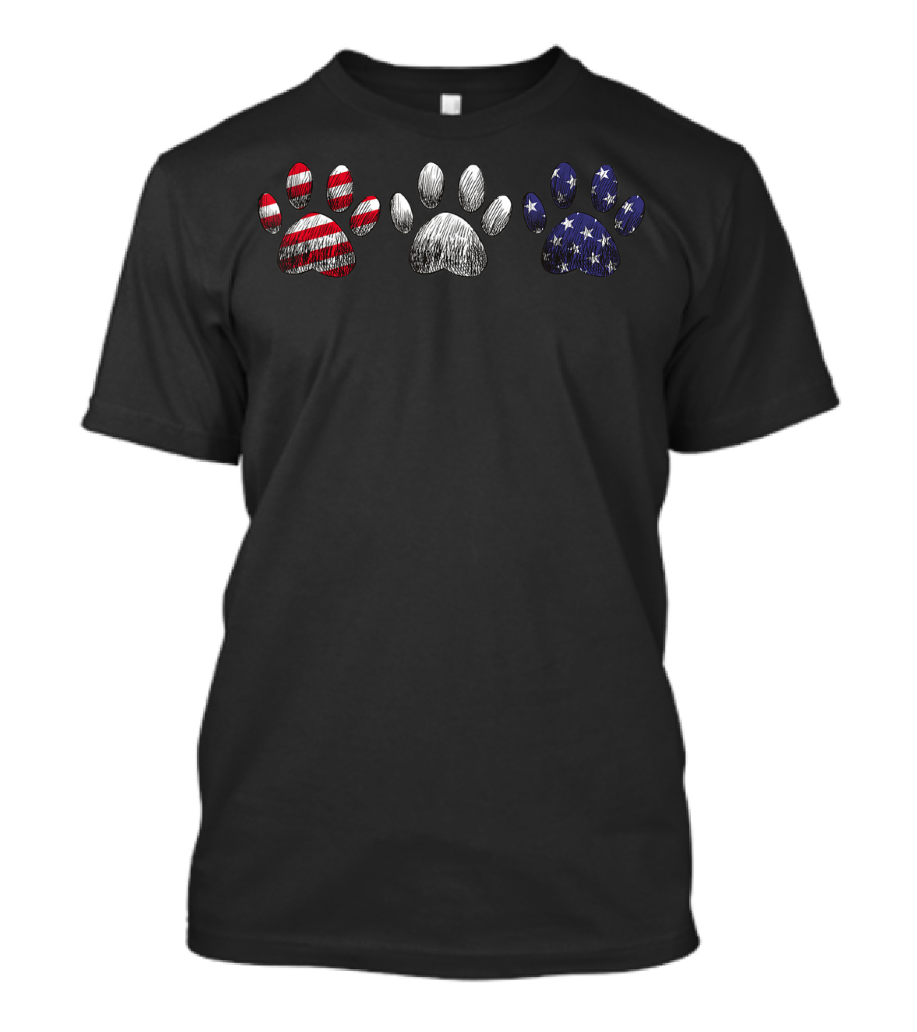 Red White Blue Paw Prints American Flag T-Shirt