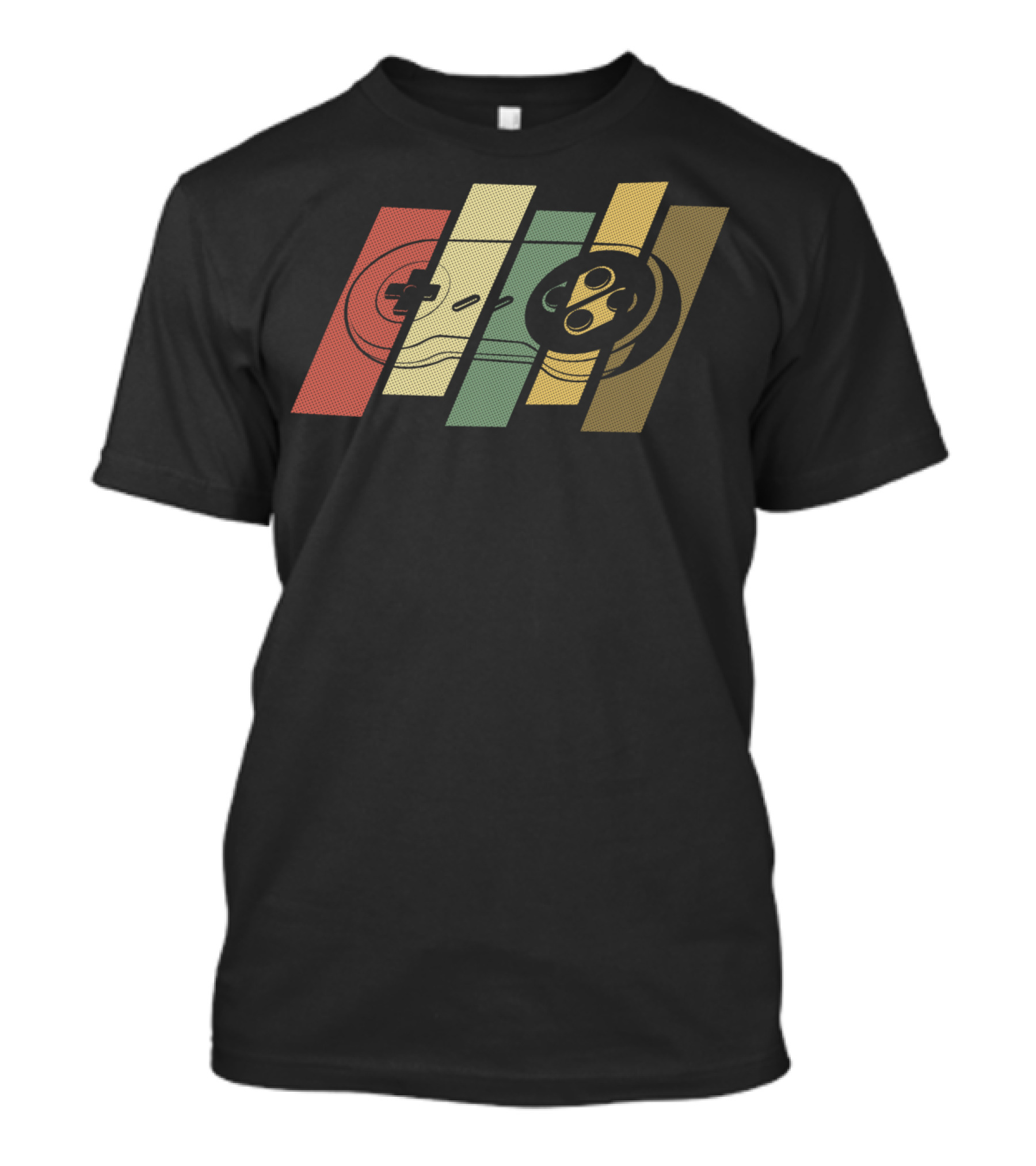 Retro Gaming Controller Stripes Vintage Video Game T-Shirt