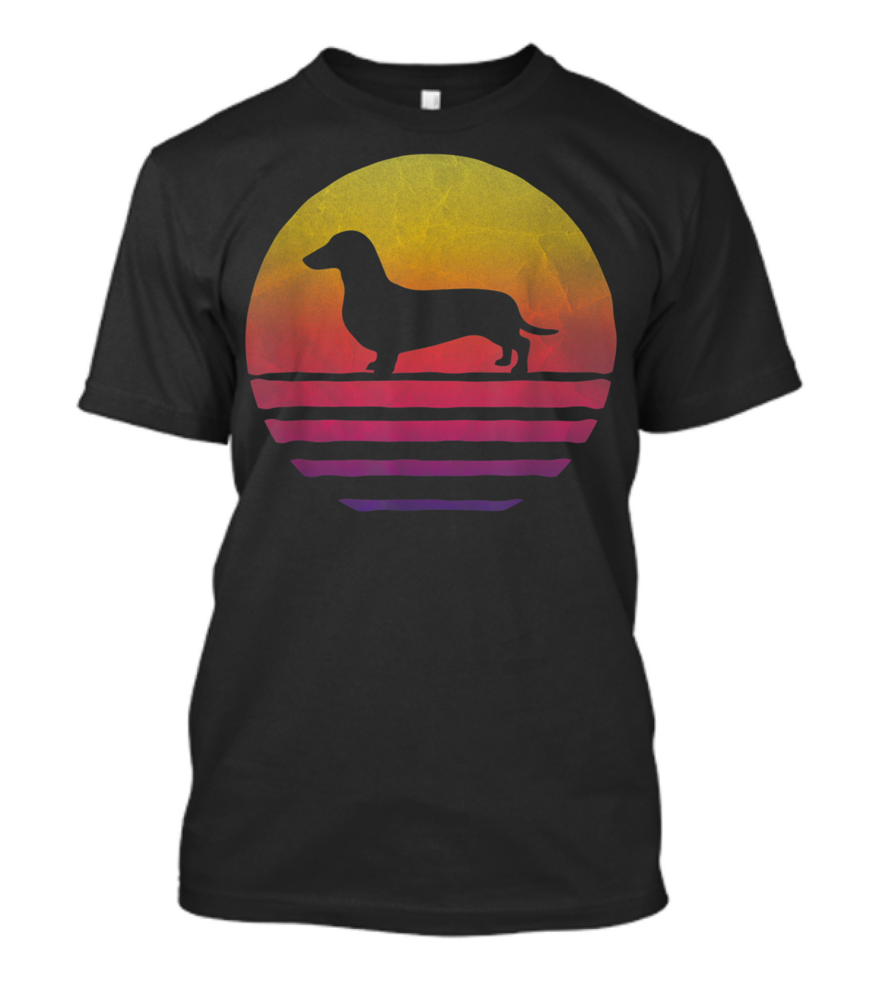 Retro Vintage Sunset Dachshund Silhouette Dog Breed T-Shirt