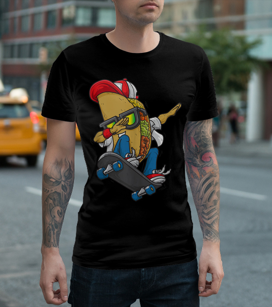 Skateboarding Taco Skater Dabbing Gif T-Shirt