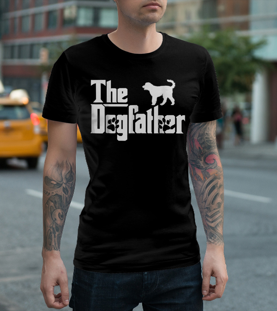 The Dogfather Labradoodle Funny Dog Owner Silhouette Paw Prints T-Shirt