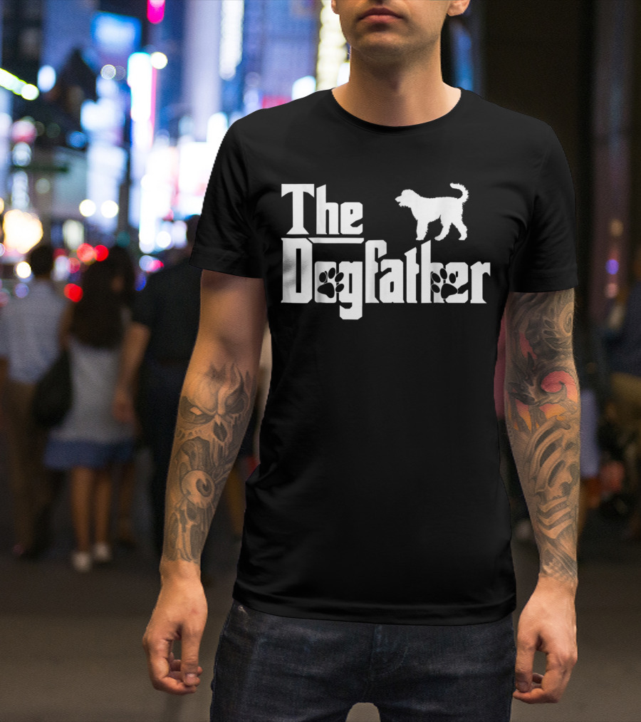 The Dogfather Labradoodle Funny Dog Owner Silhouette Paw Prints T-Shirt