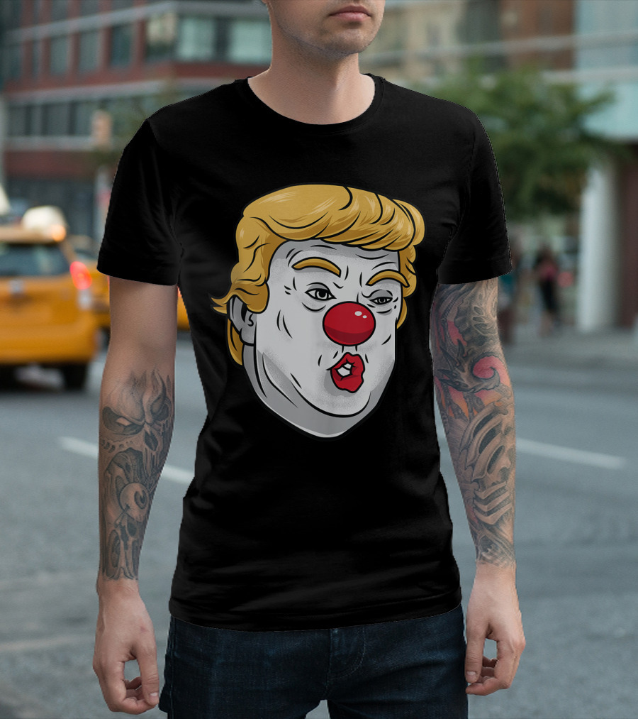 Trump Clown Funny Halloween Anti Trump Costume Face Desing T-Shirt