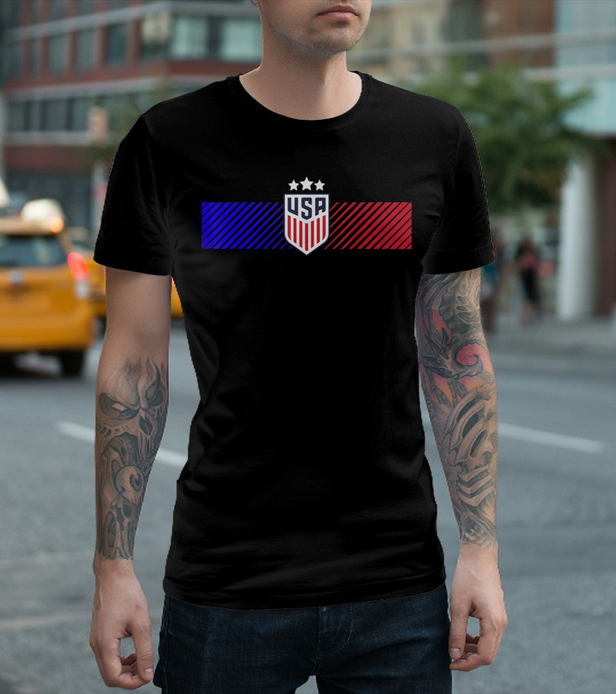 USA Soccer Cool Team Flag Three Stars T-Shirt