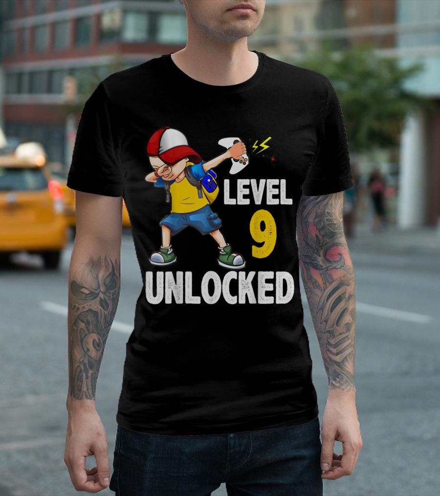 Level 9 Unlocked Video Gamer Dabbing Controller Birthday T-Shirt