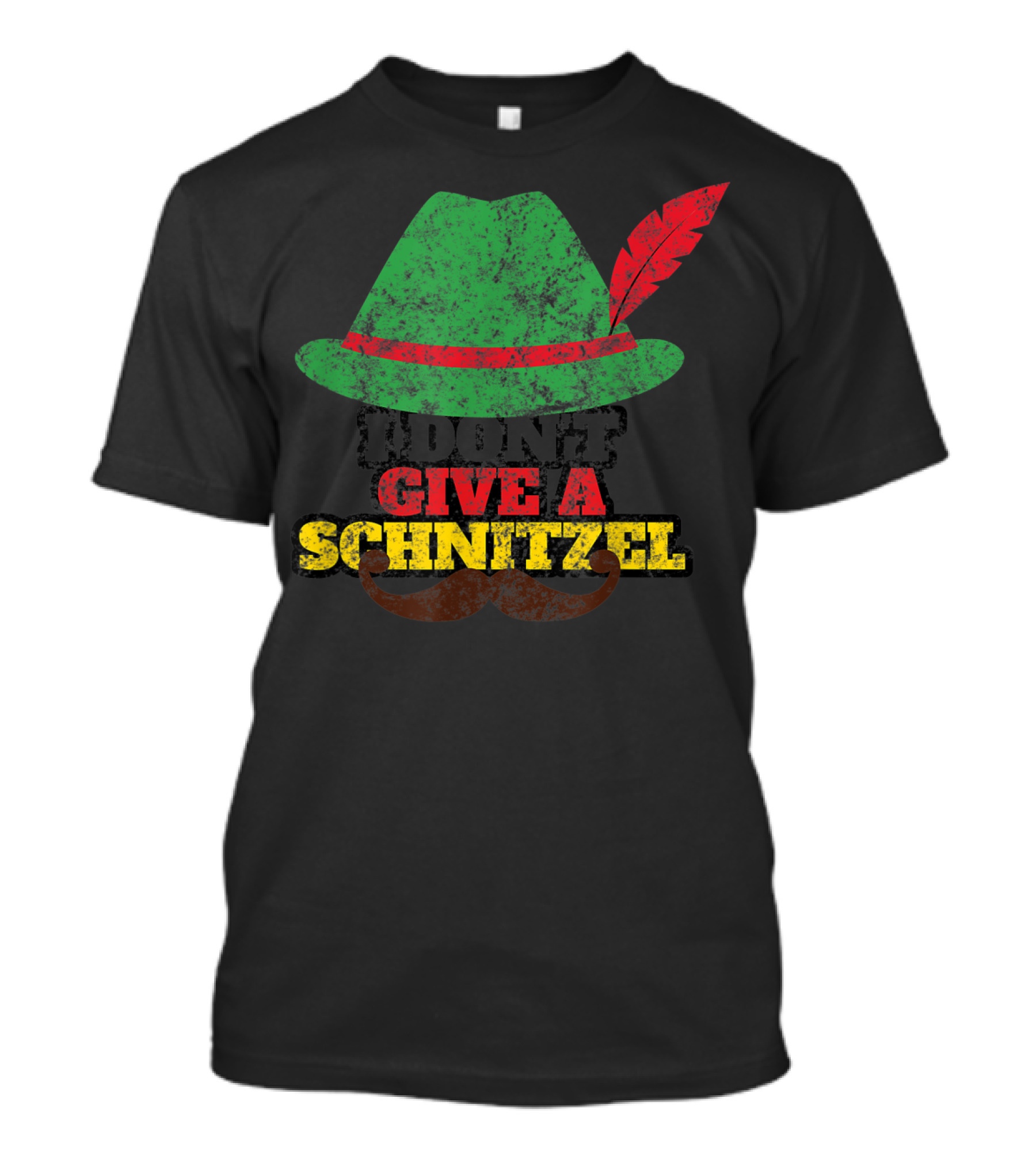 Vintage Oktoberfest I Don't Give A Schnitzel Mustache Hat Feather T-Shirt