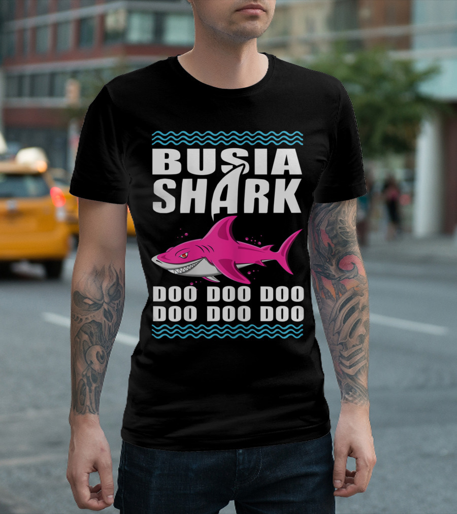 Busia Shark Doo Doo Pink Shark Kids Video Humor T-Shirt
