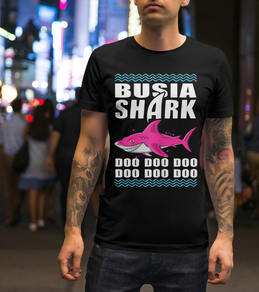 Busia Shark Doo Doo Pink Shark Kids Video Humor T-Shirt