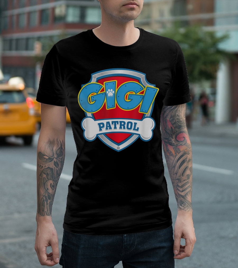 Gigi Patrol Dog Badge with Paw Print Shield T-Shirt