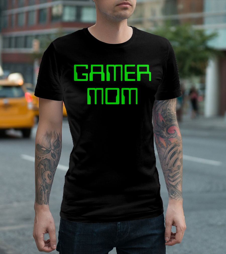 Gamer Mom Video Games Green Text T-Shirt