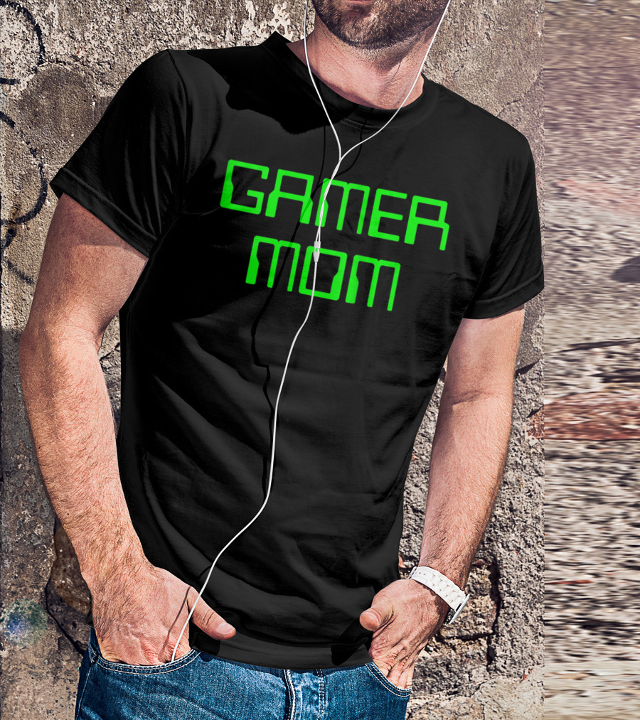 Gamer Mom Video Games Green Text T-Shirt