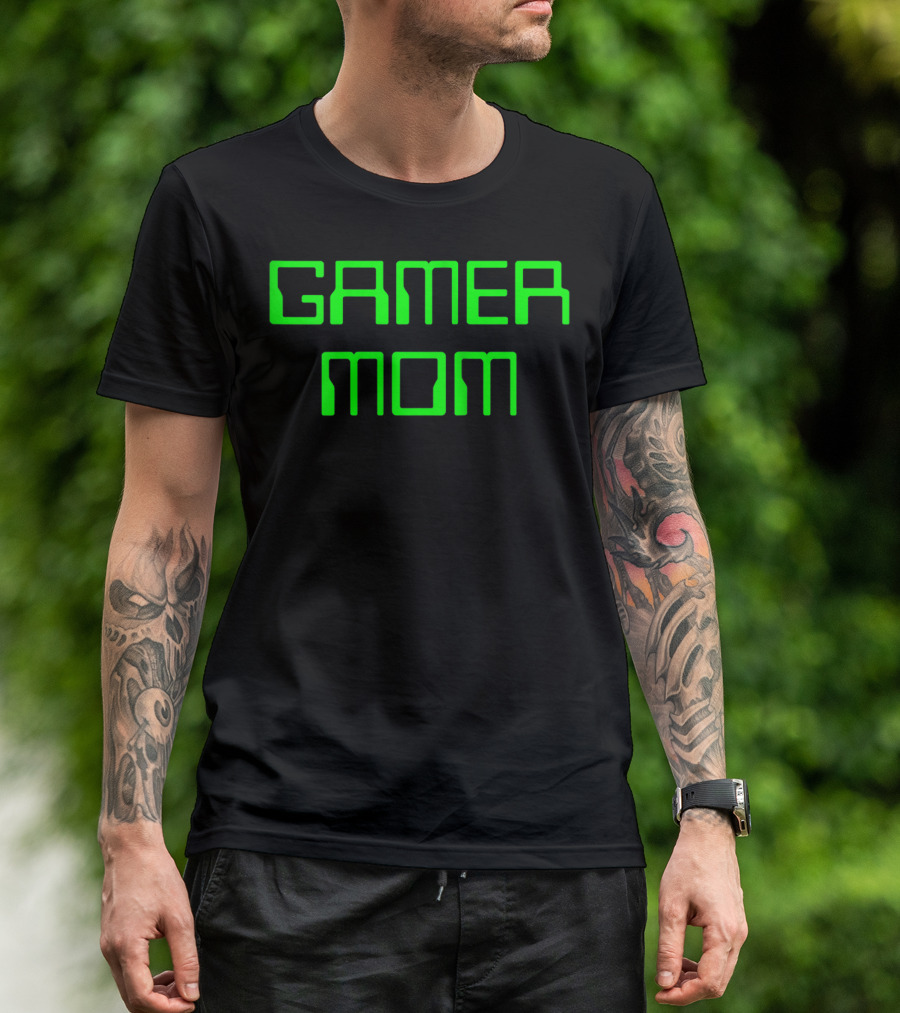 Gamer Mom Video Games Green Text T-Shirt