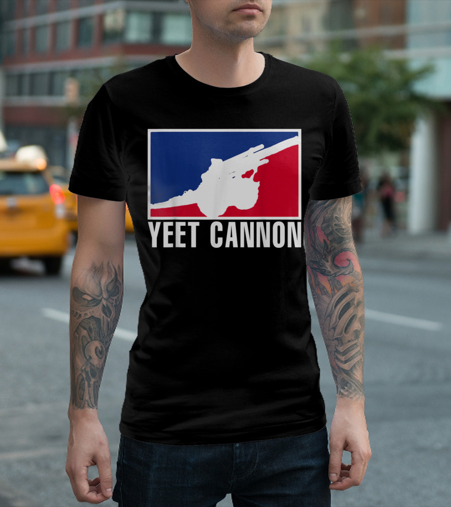 Yeet Cannon Bold Logo Design with Red T-Shirt