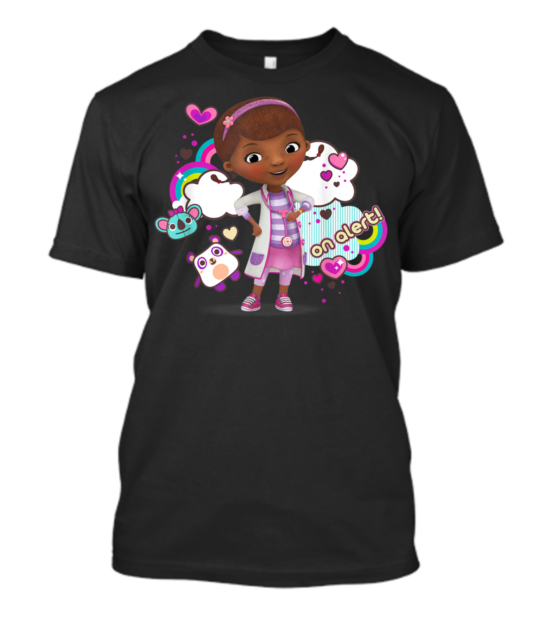 Disney Doc McStuffins On Alert Rainbow Hearts Clouds T-Shirt
