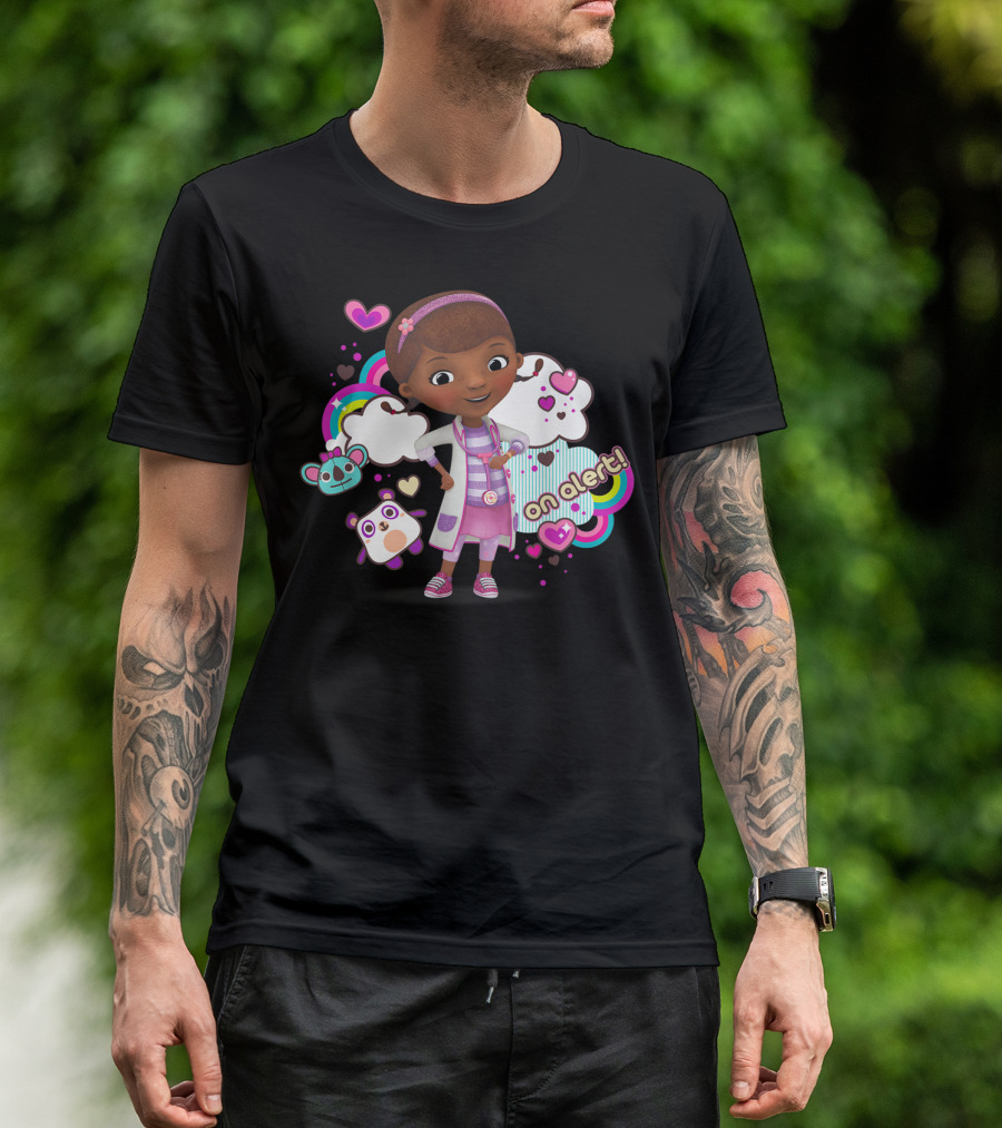 Disney Doc McStuffins On Alert Rainbow Hearts Clouds T-Shirt