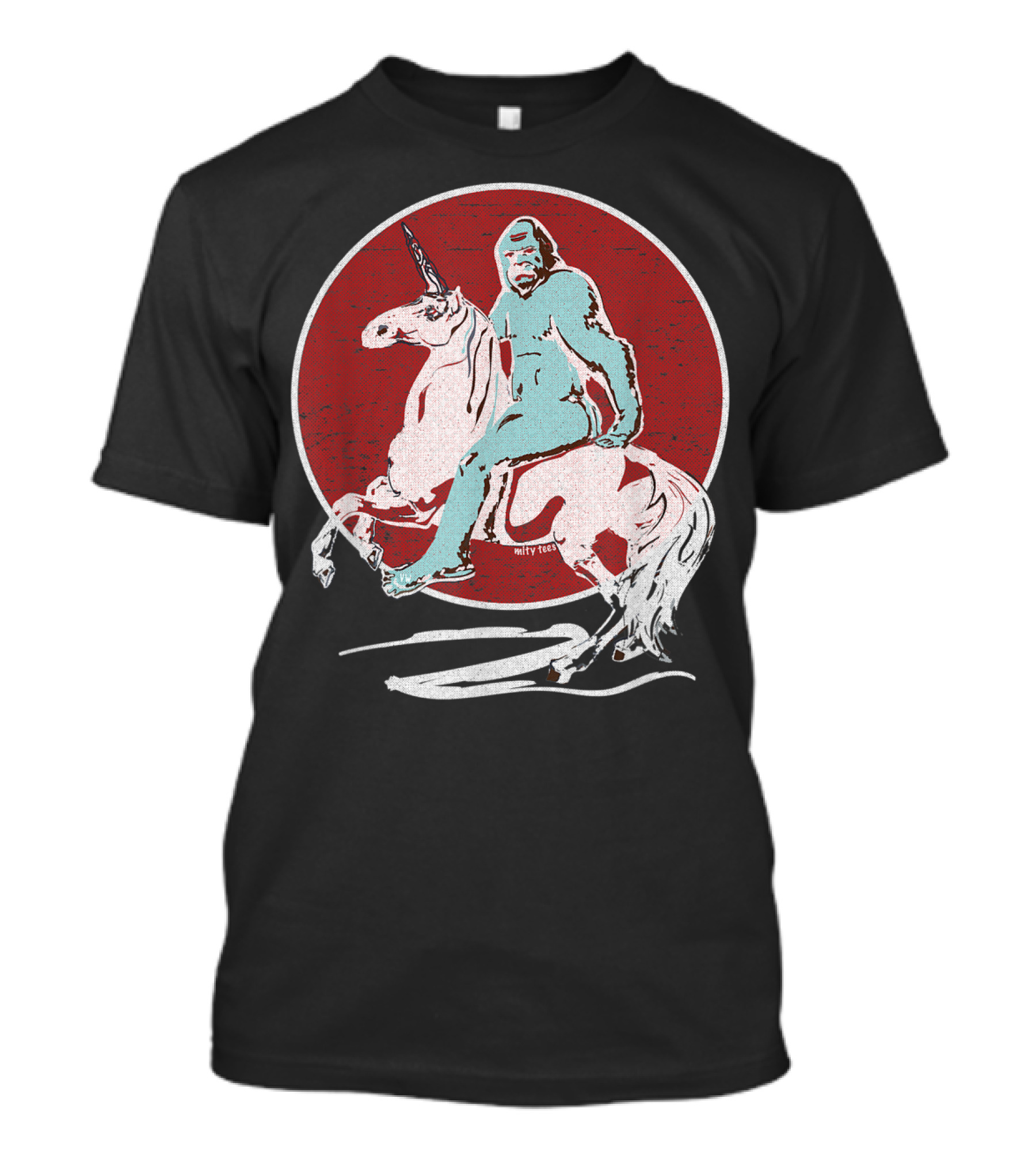 Old Western Style Sci-Fi Unicorn Bigfoot Sunset T-Shirt