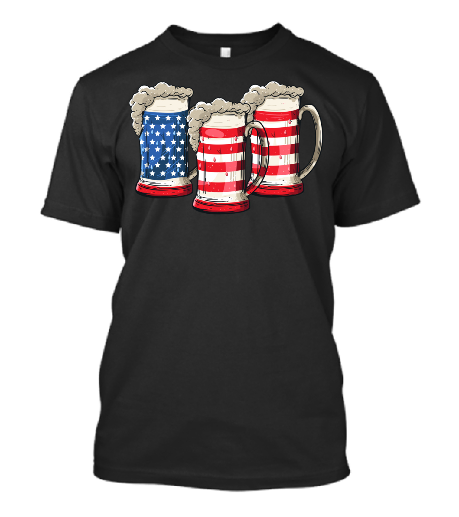 AMERICAN FLAG BEER MUGS 4TH OF JULY DRINKING T-Shirt