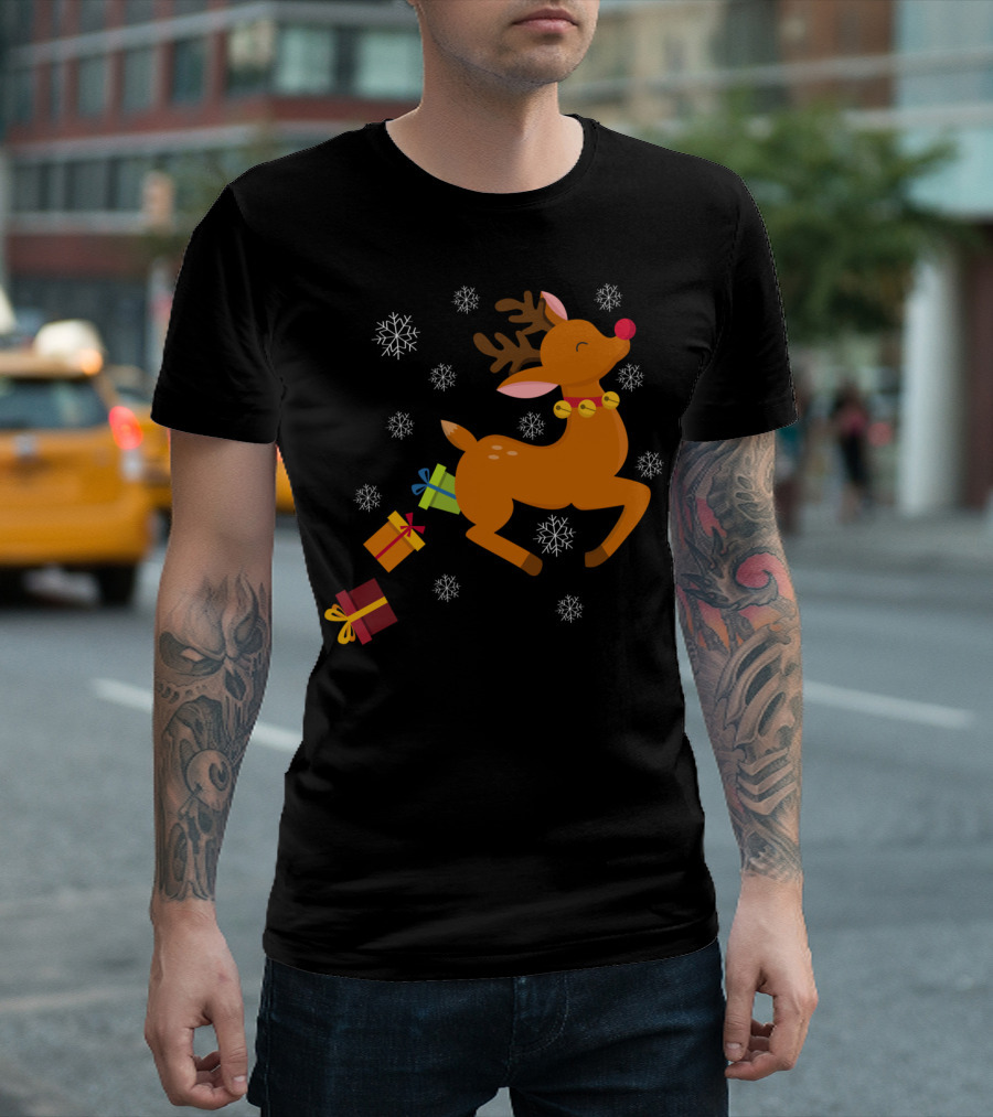 CHRISTMAS REINDEER GREAT XMAS SANTA'S SNOWFLAKE PRESENTS T-Shirt