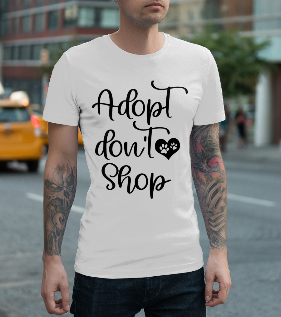 Adopt Don't Shop Paw Heart Rescue Foster Dog T-Shirt