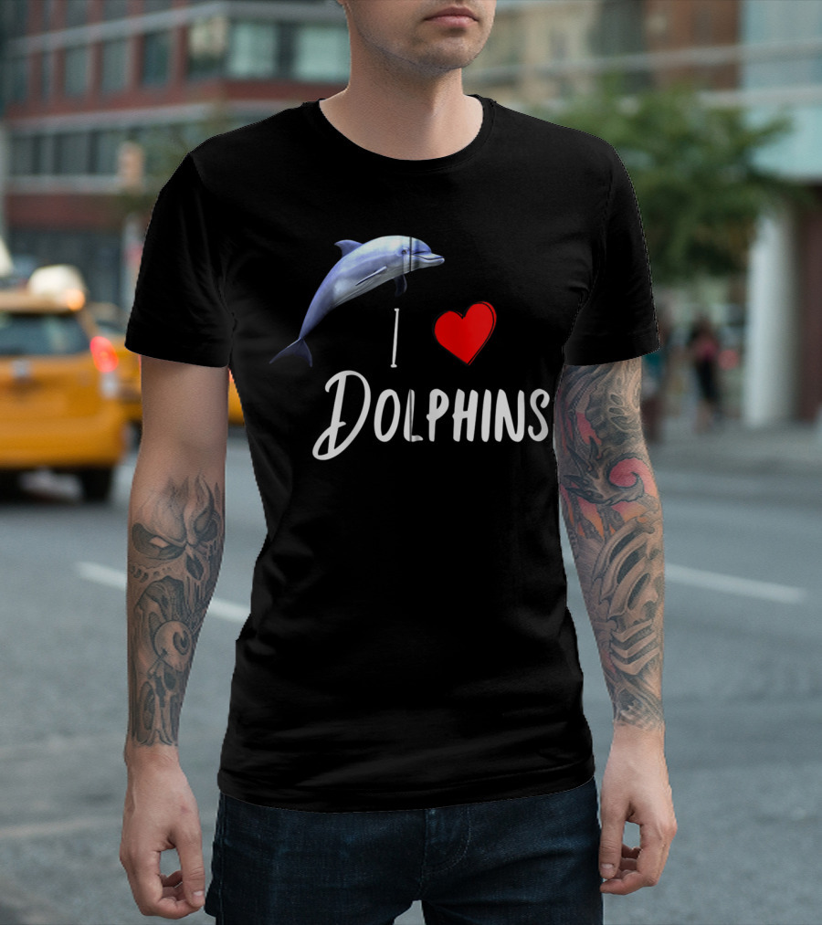 I Love Dolphins Heart Dolphin T-Shirt