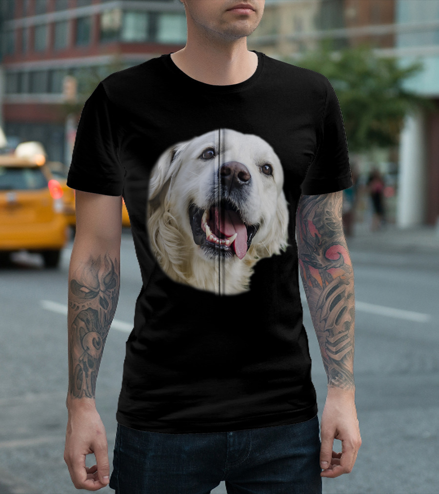 Golden Retriever Face with Zipper Effect T-Shirt