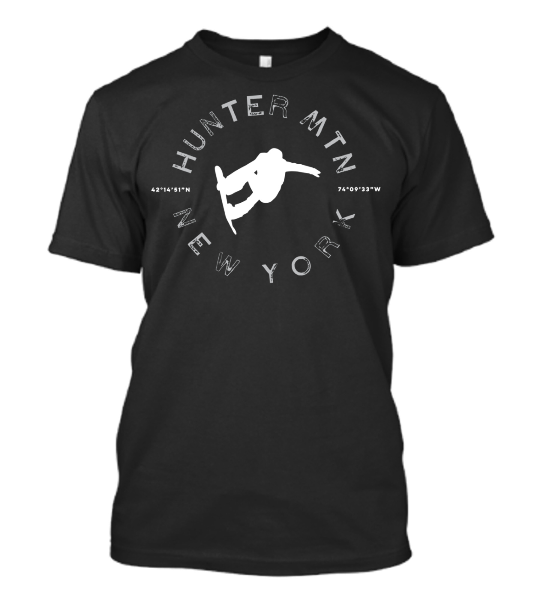 HUNTER MTN NEW YORK 42°14'51N 74°09'33W Snowboarding T-Shirt