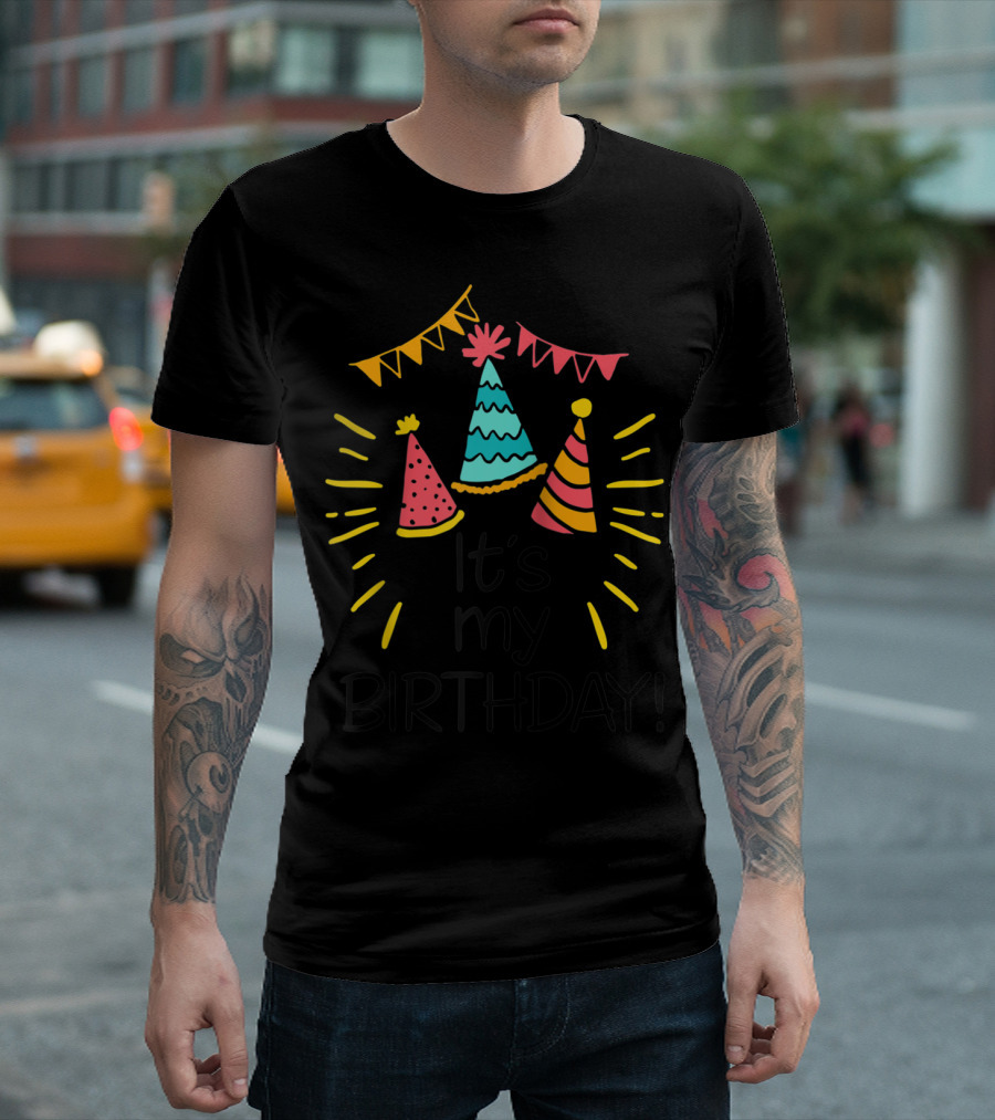 IT'S MY BIRTHDAY FUNNY QUOTE AWESOME BIRTHDAY PARTY HATS T-Shirt