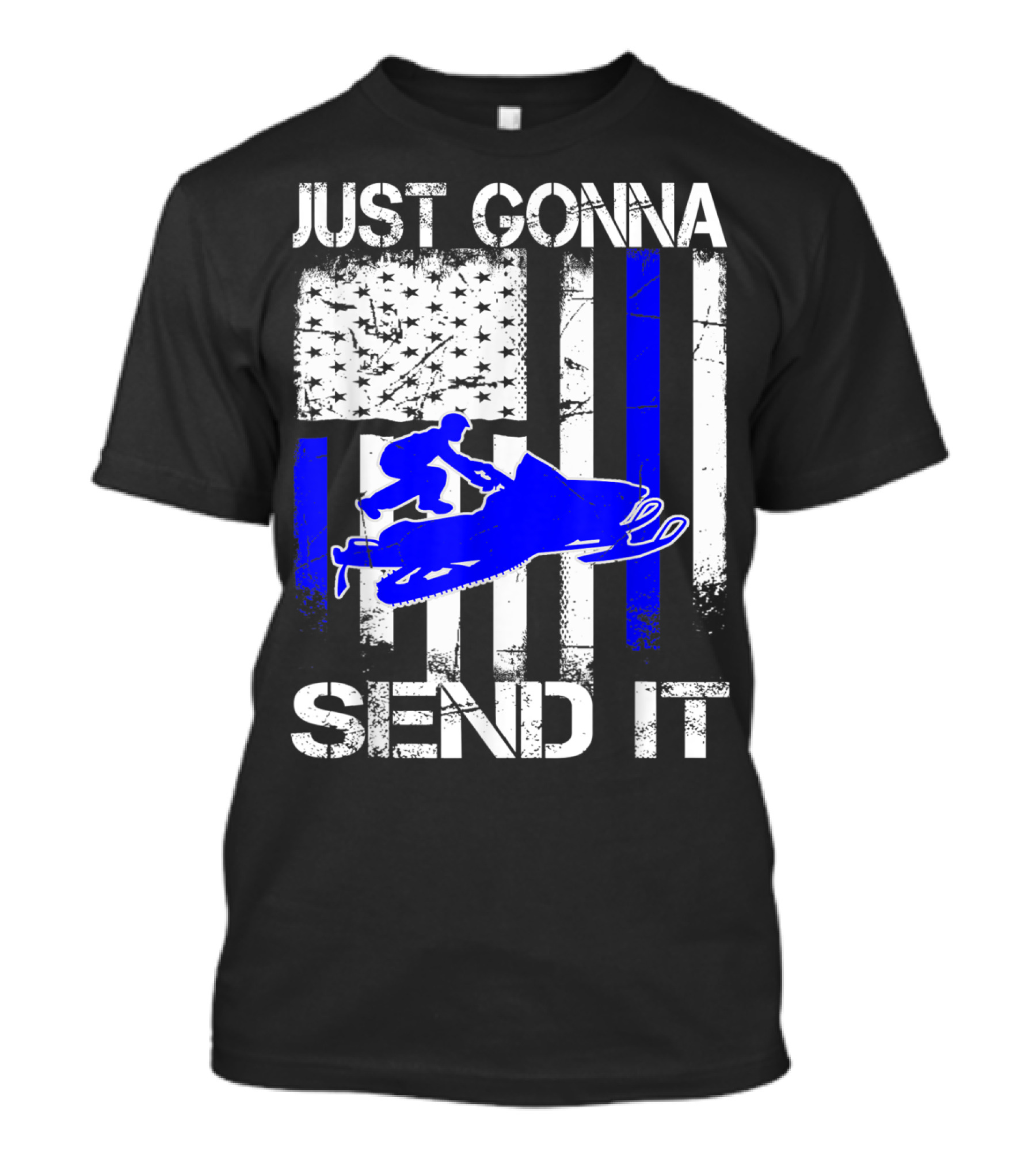 JUST GONNA SEND IT SNOWMOBILE BLUE LINE AMERICAN FLAG VINTAGE T-Shirt