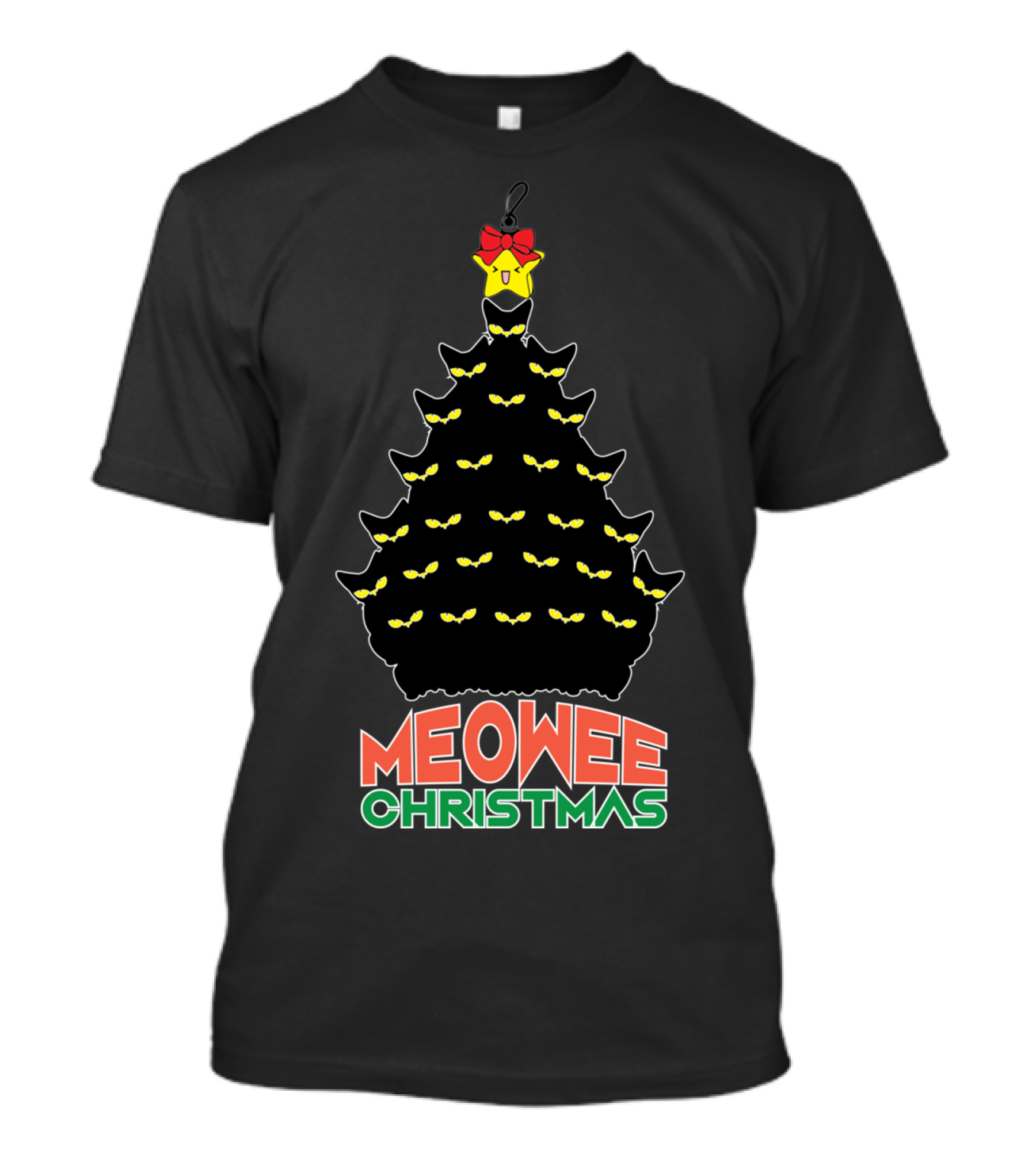 MEOWEE CHRISTMAS HOLIDAY SEASON CAT EYES TREE STAR T-Shirt
