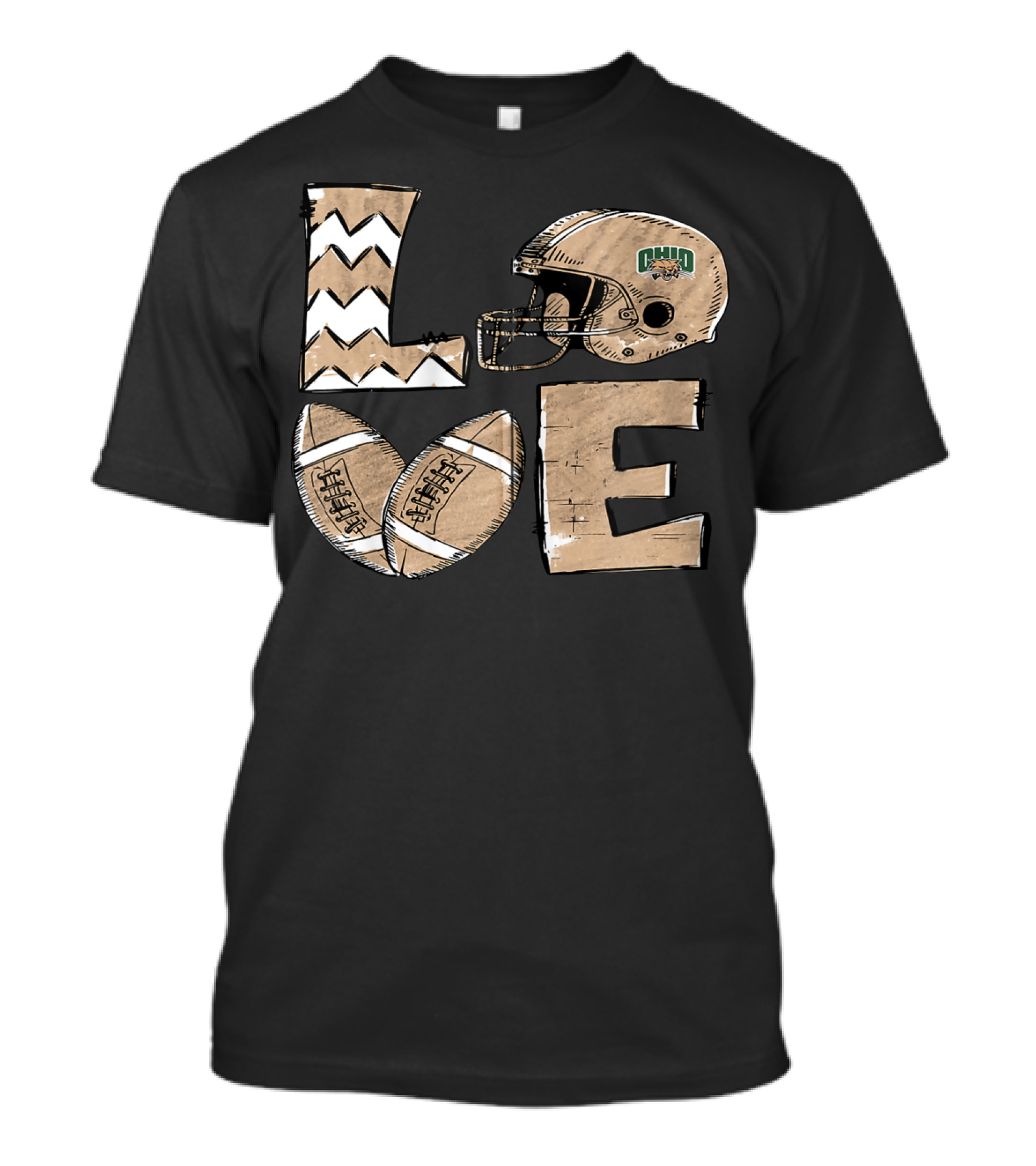 OHIO BOBCATS LOVE FOOTBALL ALUMNI HELMET BALLS T-Shirt