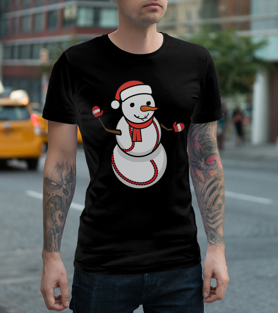 SNOWMAN BASEBALL CHRISTMAS YULE SPORTS LOVERS HOLIDAY FESTIVE T-Shirt