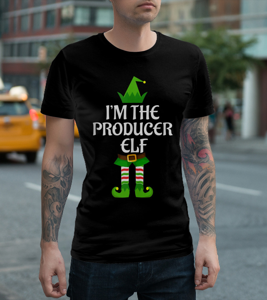 I'M THE PRODUCER ELF Green Hat Belt Striped Socks T-Shirt