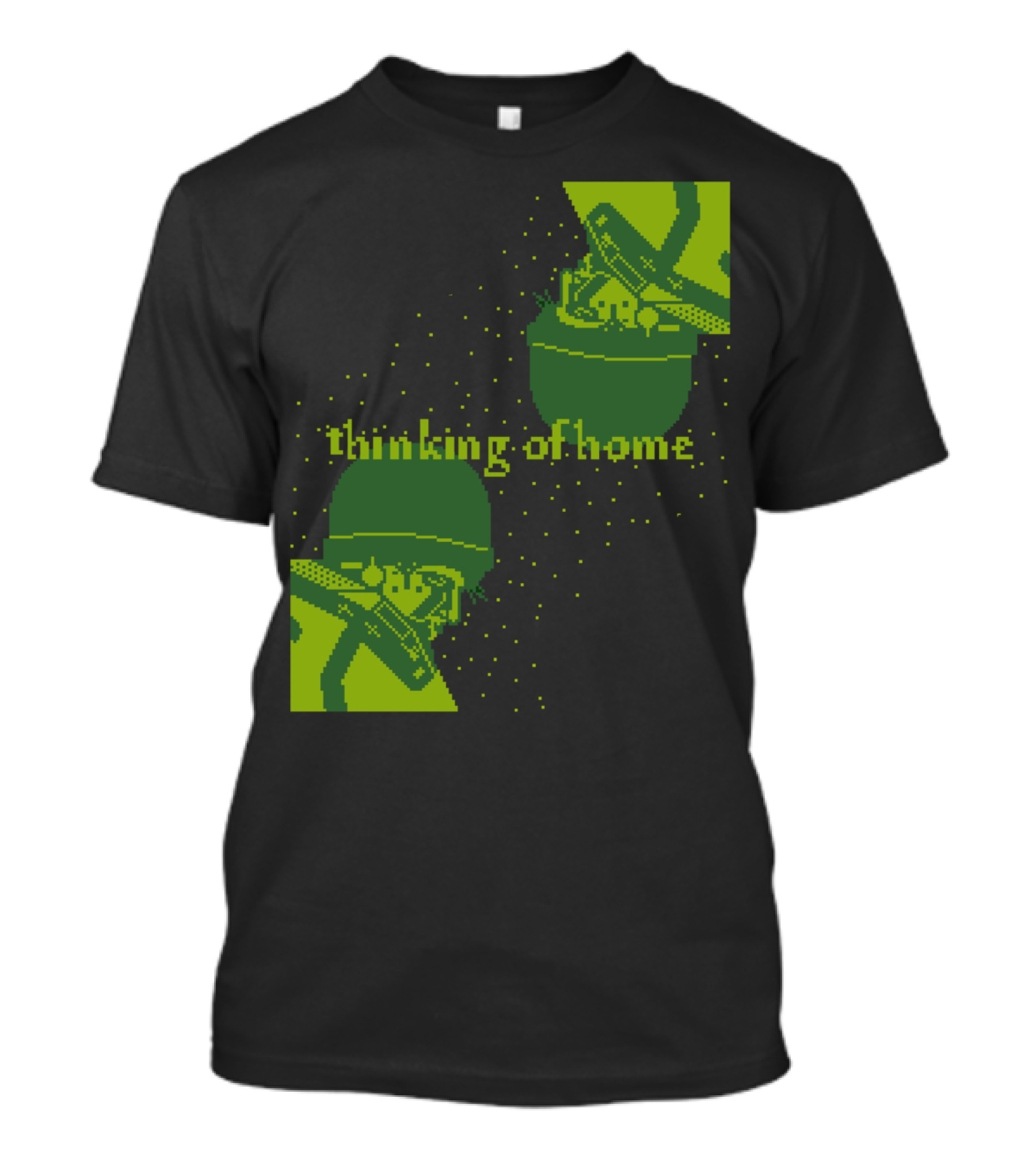 Thinking Of Home Pixel Art Space Reflection T-Shirt