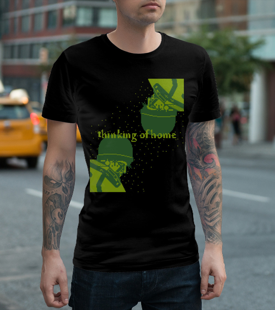Thinking Of Home Pixel Art Space Reflection T-Shirt