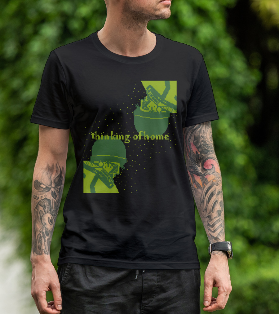 Thinking Of Home Pixel Art Space Reflection T-Shirt