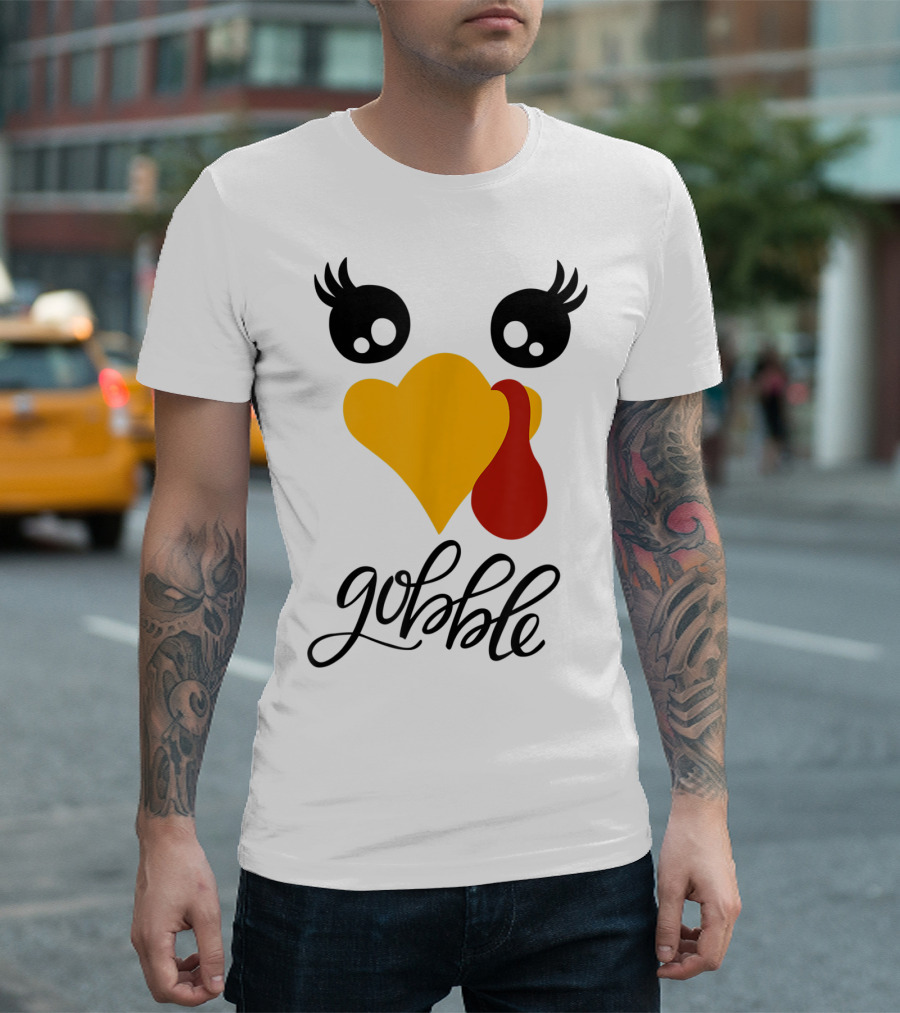 CUTE TURKEY FACE FUNNY GOBBLE HEART SHAPED BEAK ICONIC SYMBOLS THANKSGIVING T-Shirt