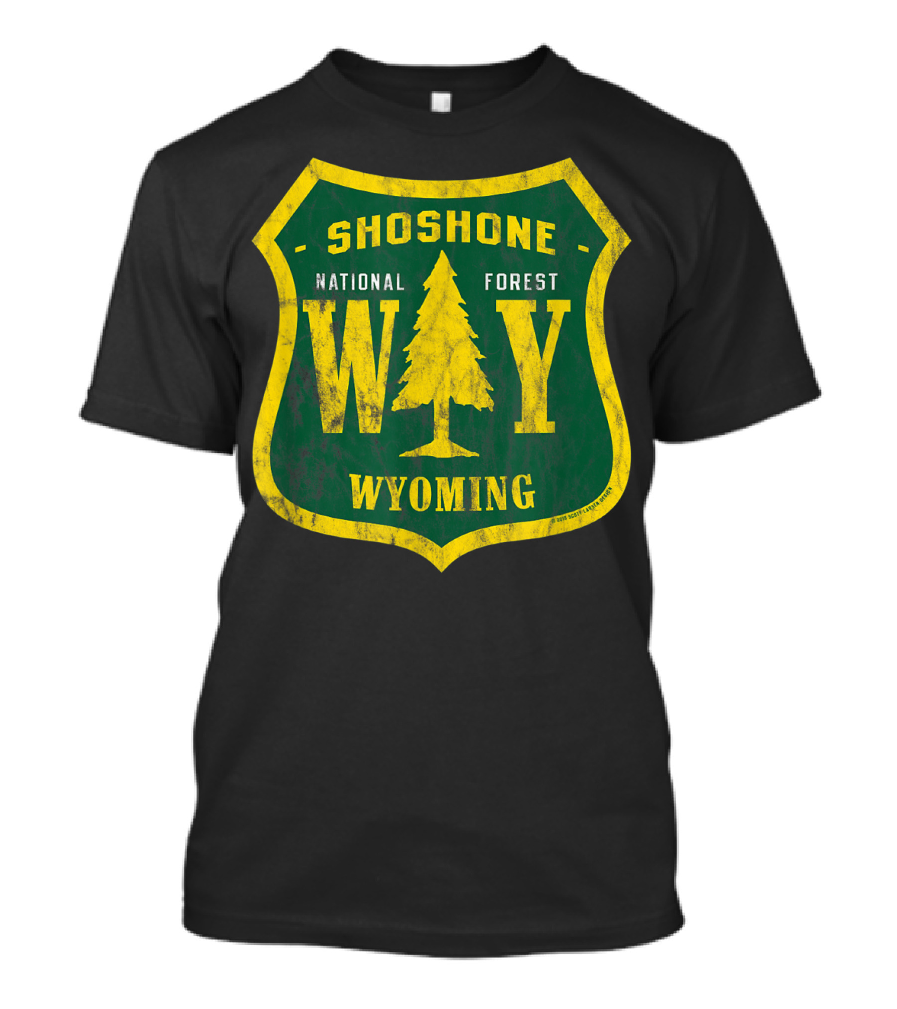 Shoshone National Forest Wyoming Shield WY Tree Emblem T-Shirt