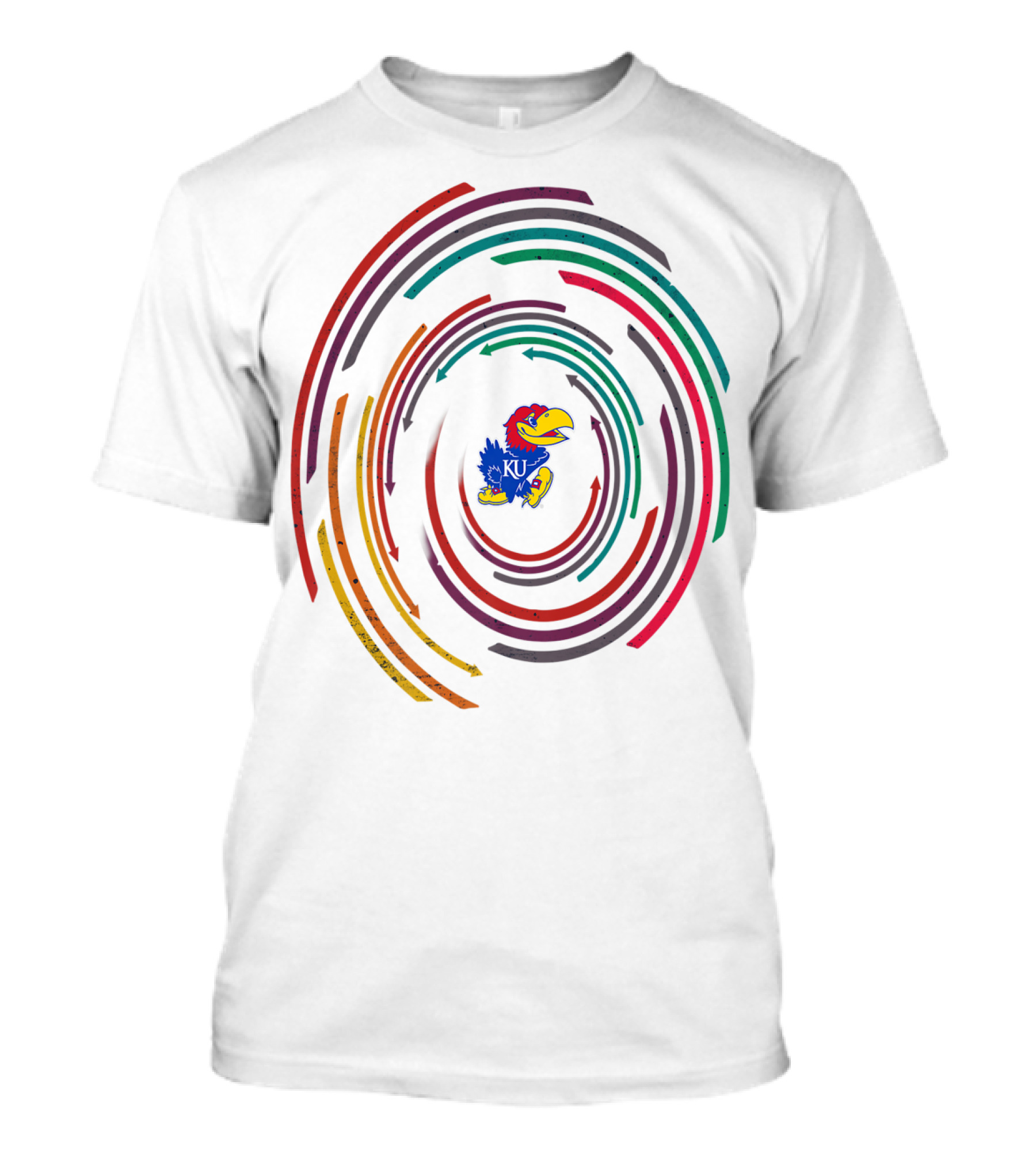KANSAS JAYHAWKS VINTAGE KU RAINBOW CIRCLE TEAM LOGO TAILGATE T-Shirt