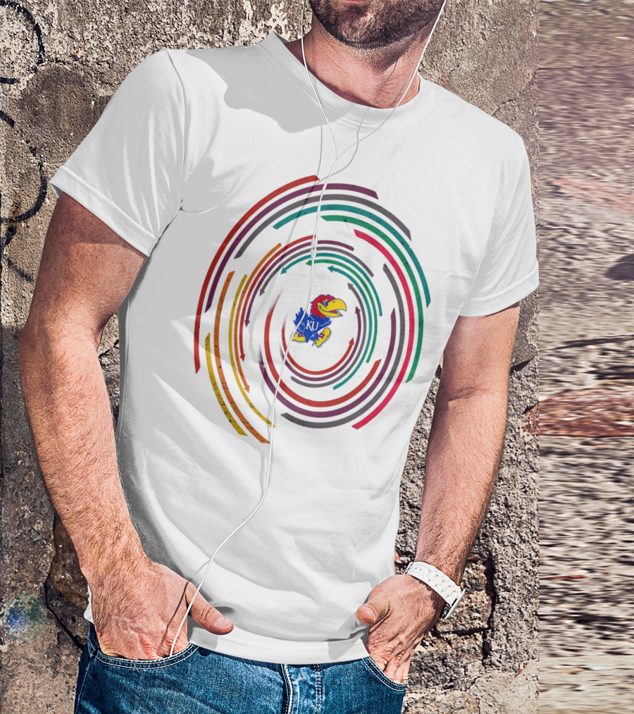 KANSAS JAYHAWKS VINTAGE KU RAINBOW CIRCLE TEAM LOGO TAILGATE T-Shirt